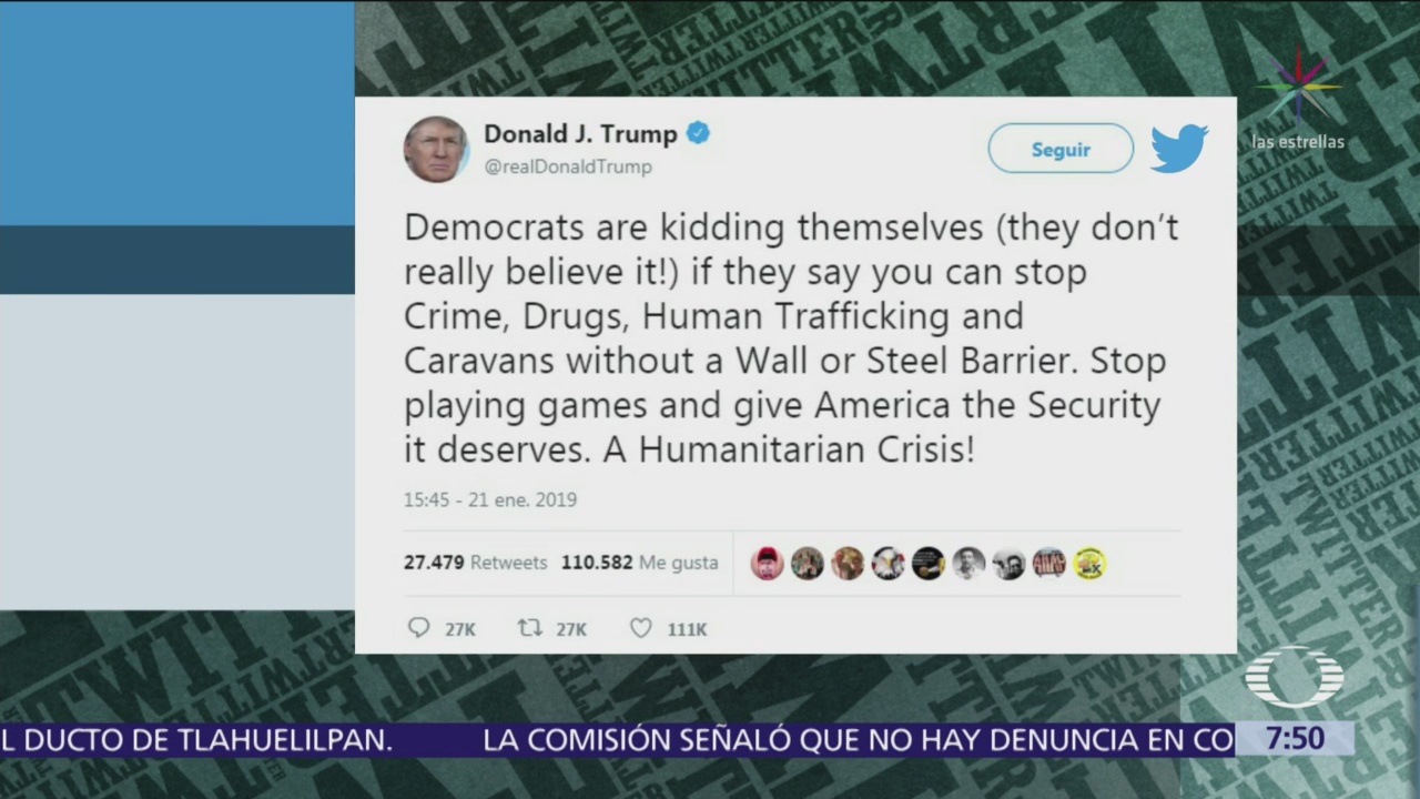 Trump insiste en que Estados Unidos necesita muro poderoso