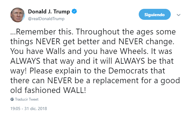 Trump exige a demócratas fondos para muro fronterizo 