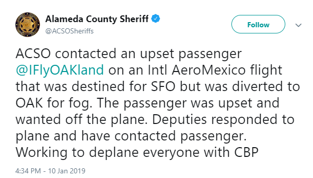 Liberan a pasajeros de Aeromexico tras incidente en Oakland