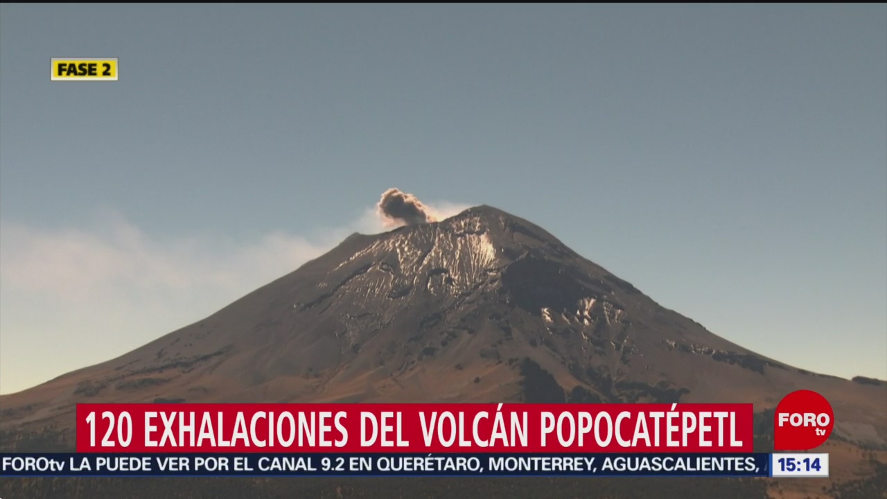 Foto: Volcán Popocatépetl emite 120 exhalaciones