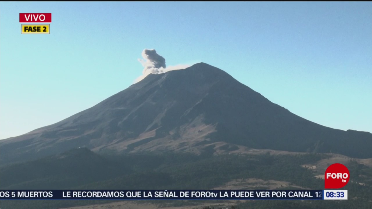 Foto:Volcán Popocatépetl presenta exhalación este domingo, 27enero 2019