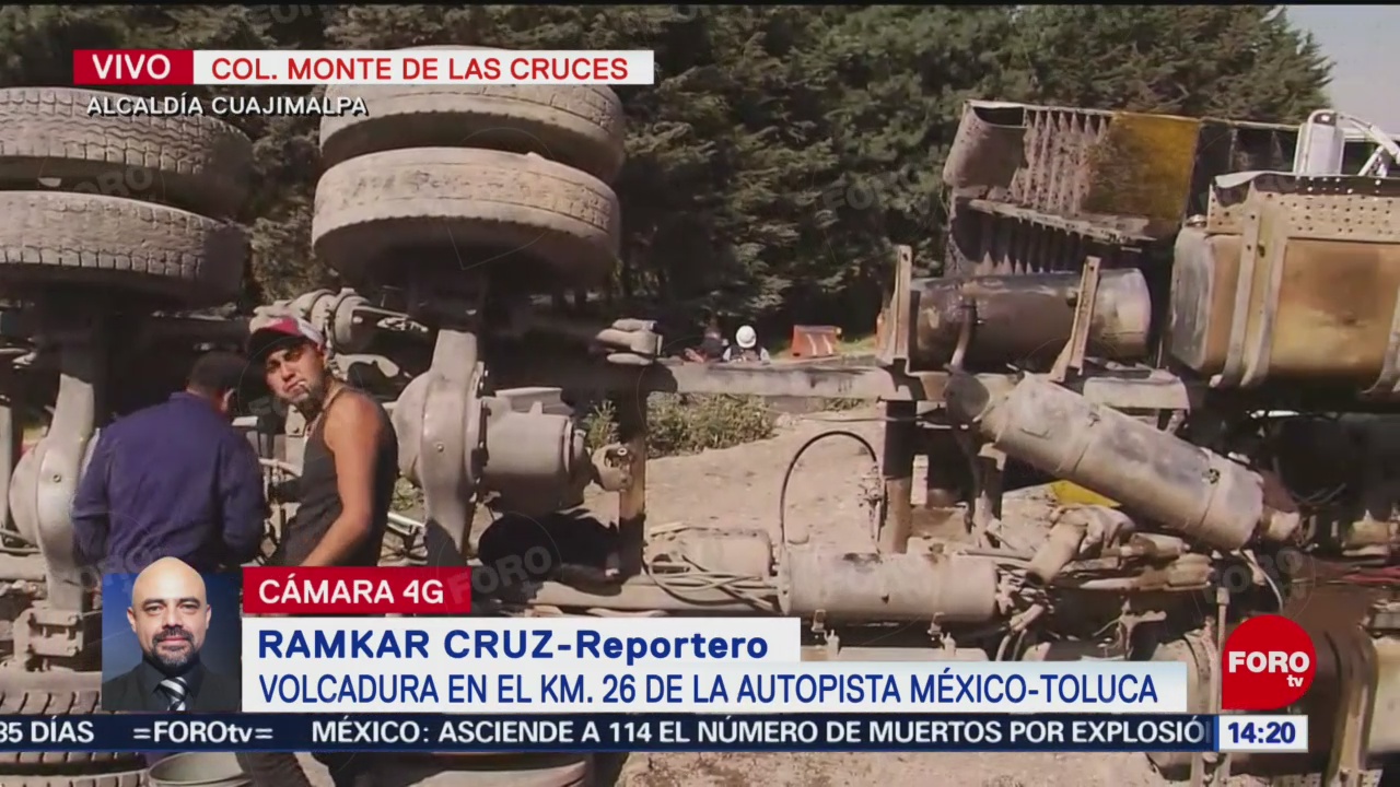 Foto:Vuelca camión en la autopista México-Toluca, 26 enero 2019,