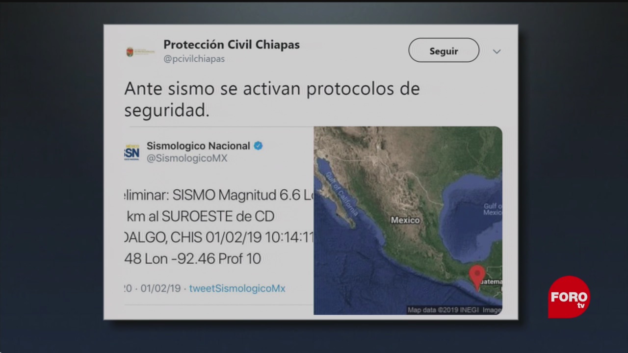 Activan protocolos de seguridad en Chiapas por sismo