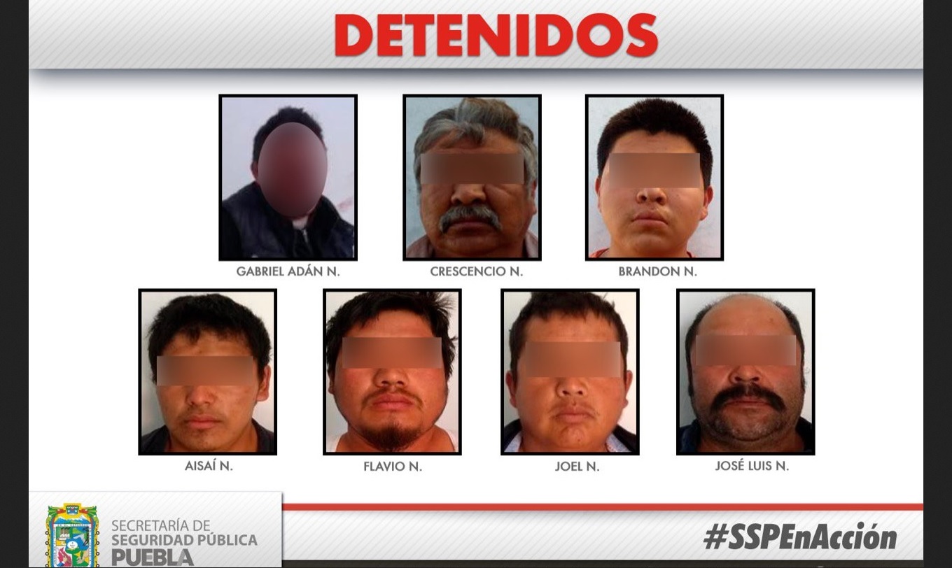 Foto: Detienen a grupo delictivo 'Los Richard' en Puebla, 11 de febrero 2019. (Twitter @FiscaliaPuebla)