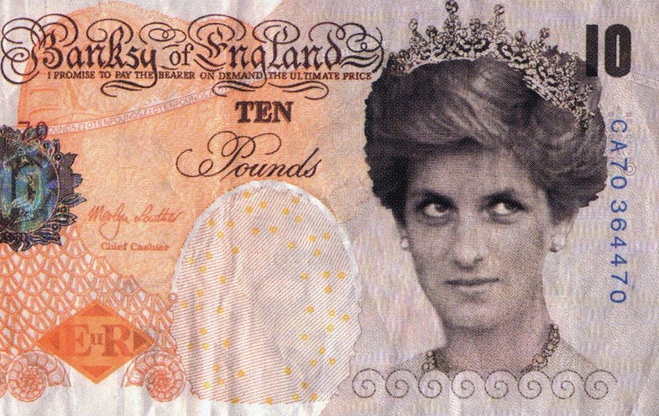 Banksy llega al Museo Británico con billete de Lady Di