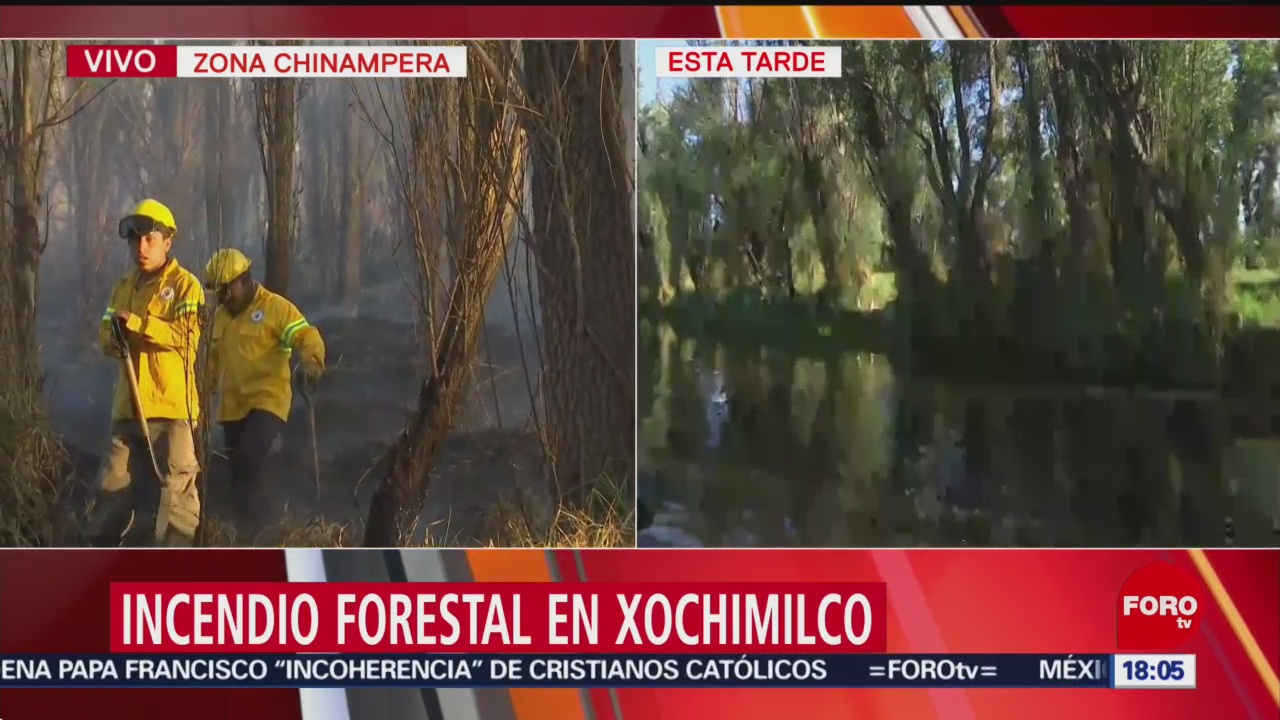 Foto: Bomberos trabajan para sofocar incendio en Xochimilco
