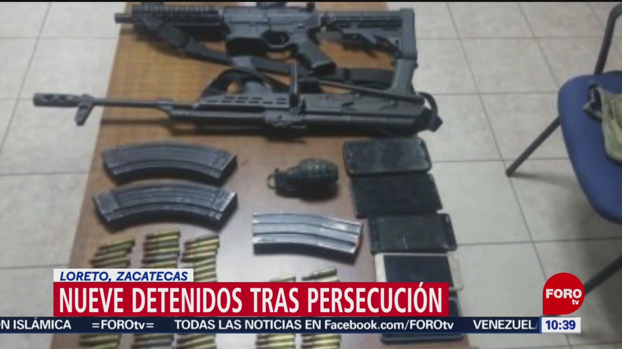 Capturan a nueve personas en Zacatecas; decomisan armas