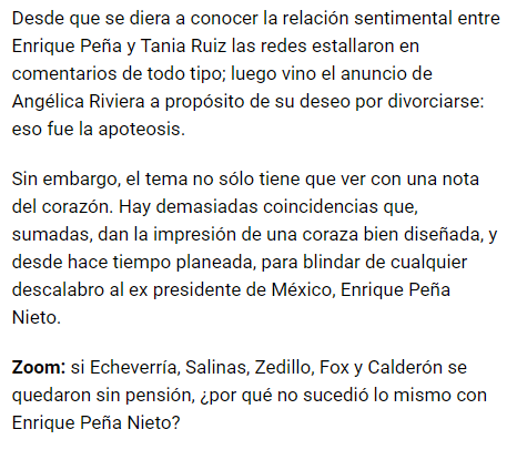 IMAGEN Fragmento de la columna de Ricardo Raphael sobre Peña Nieto 11 febrero 2019 El Universal CDMX