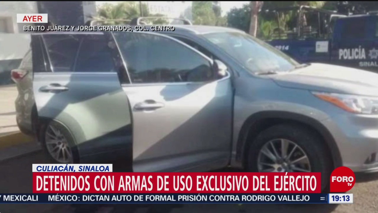 FOTO: Detenidos con armas de uso exclusivo del Ejército en Culiacán, Sinaloa, 2 febrero 2019