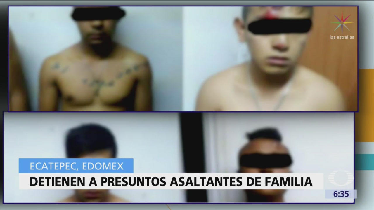 Detienen a 4 presuntos asaltantes de familia en Ecatepec