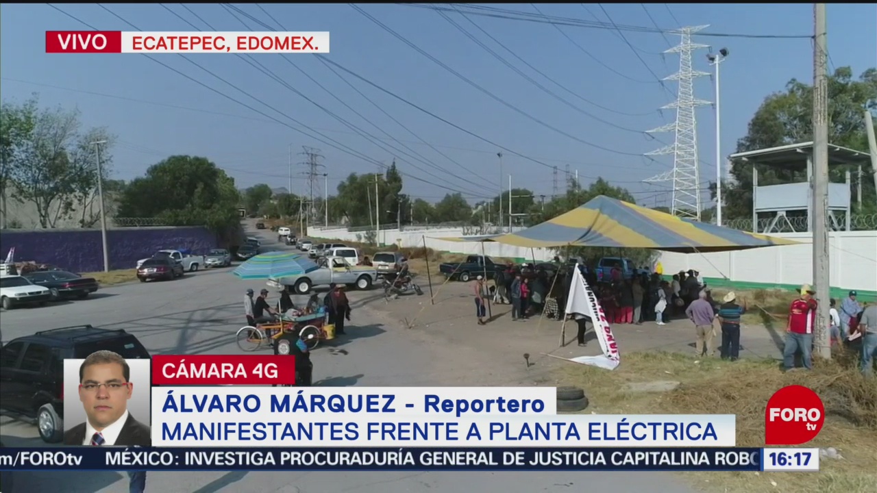 Foto: Ejidatarios protestan frente a termoeléctrica en Ecatepec