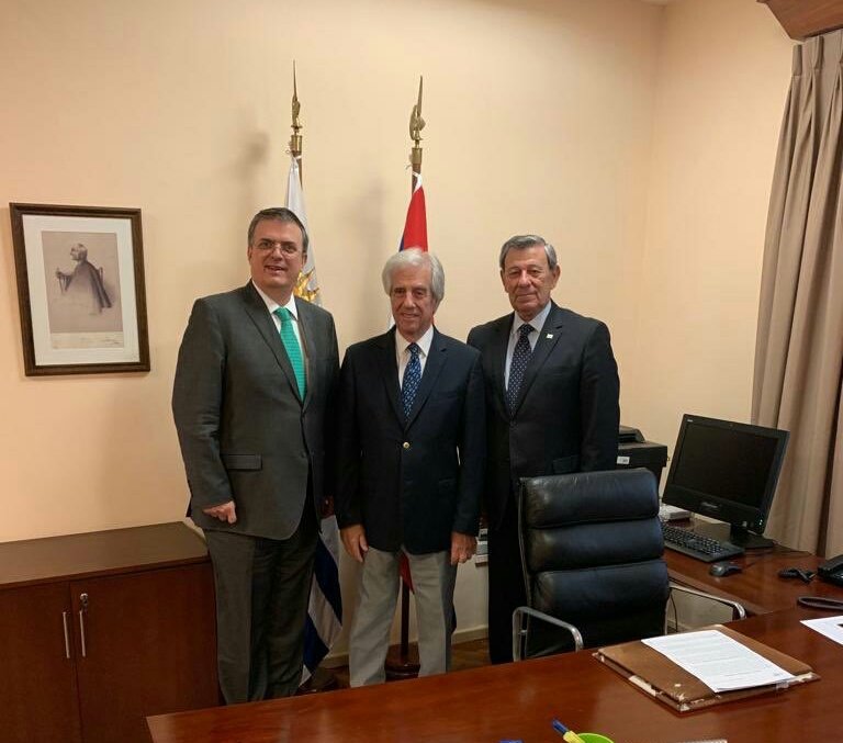 Foto: Marcelo Ebrard se reúne con canciller y presidente de Uruguay.
