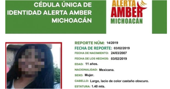 Encuentran muerta a niña desaparecida en Michoacán