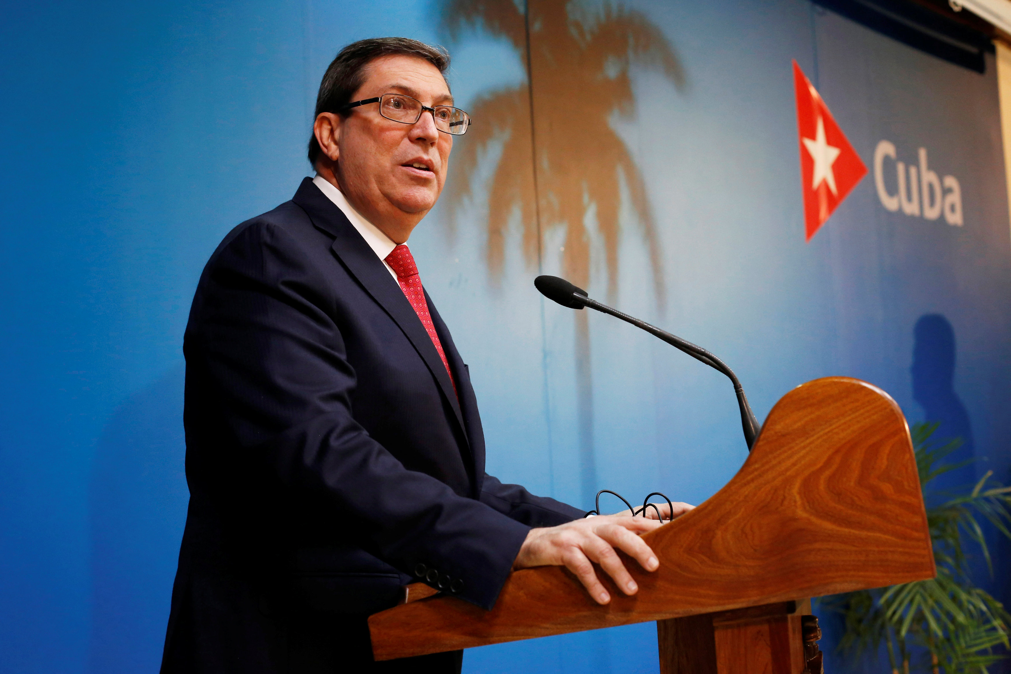 Foto: El ministro de Relaciones Exteriores de Cuba, Bruno Rodríguez, habla durante una conferencia de prensa en La Habana, el 19 de febrero del 2019