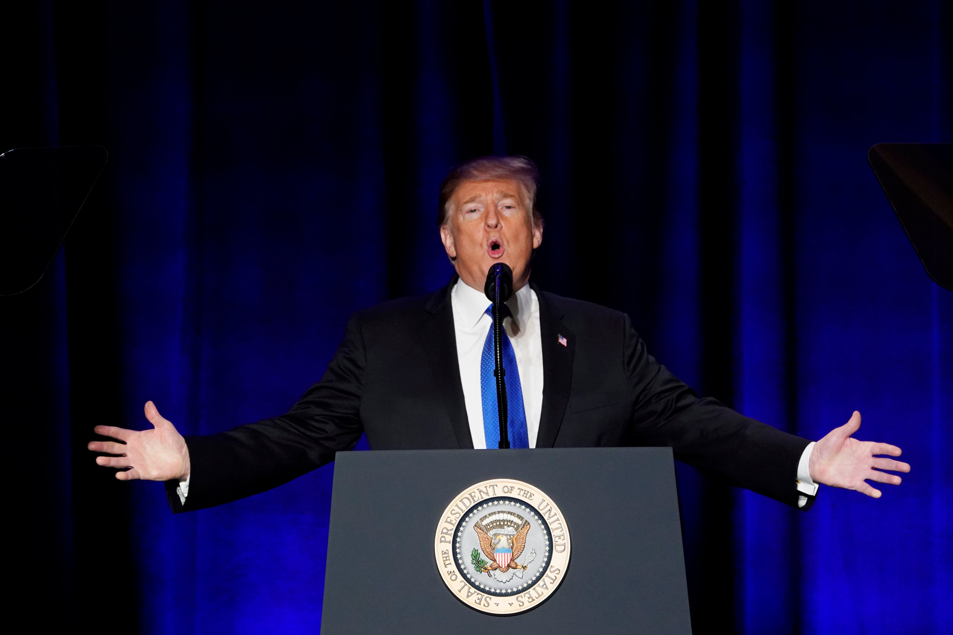 Foto: El presidente de Estados Unidos, Donald Trump, habla en la conferencia de los alguaciles y jefes de policía en Washington del 13 de febrero de 2019