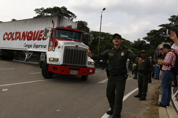 Foto: Un camión traslada ayuda humanitaria a campamento en la ciudad fronteriza de Cúcuta, Colombia, el 7 de febrero de 2019