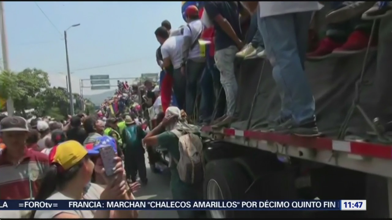FOTO: Frenan corredor humanitario con ayudas en puente fronterizo de Venezuela con Colombia, 23 febrero 2019