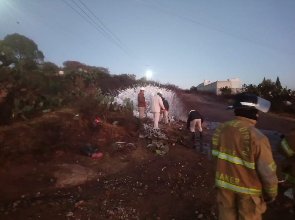 Una fuga de hidrocarburo en una toma clandestina en el municipio Cuautepec, Hidalgo, 10 febrero 2019