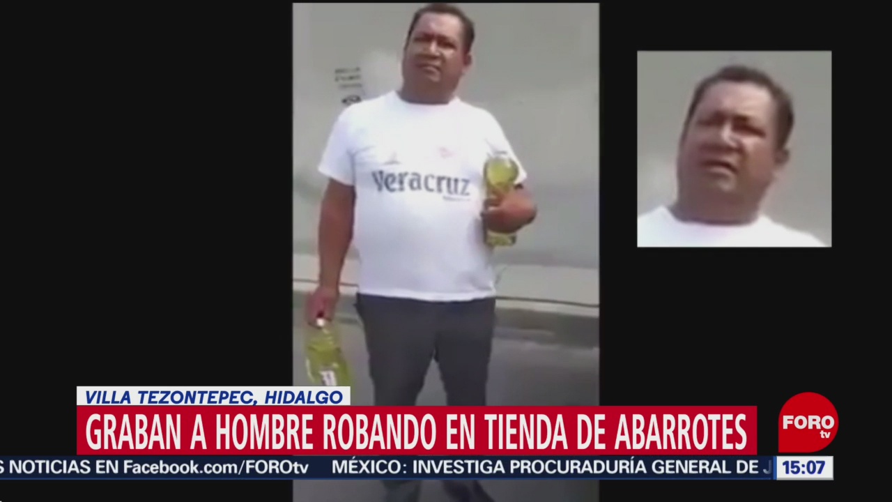 Graban a hombre robando en tienda de abarrotes en Hidalgo