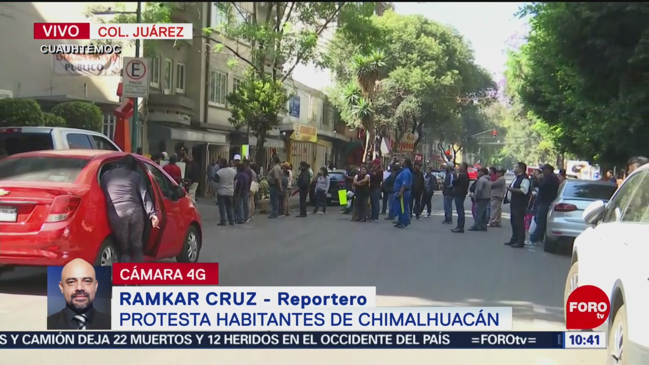 Habitantes de Chimalhuacán protestan en la alcaldía Cuauhtémoc