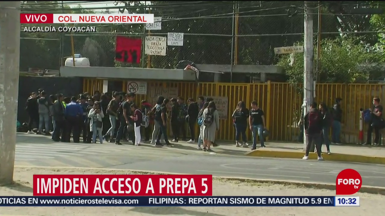 Impiden acceso a Prepa 5 en la alcaldía Coyoacán