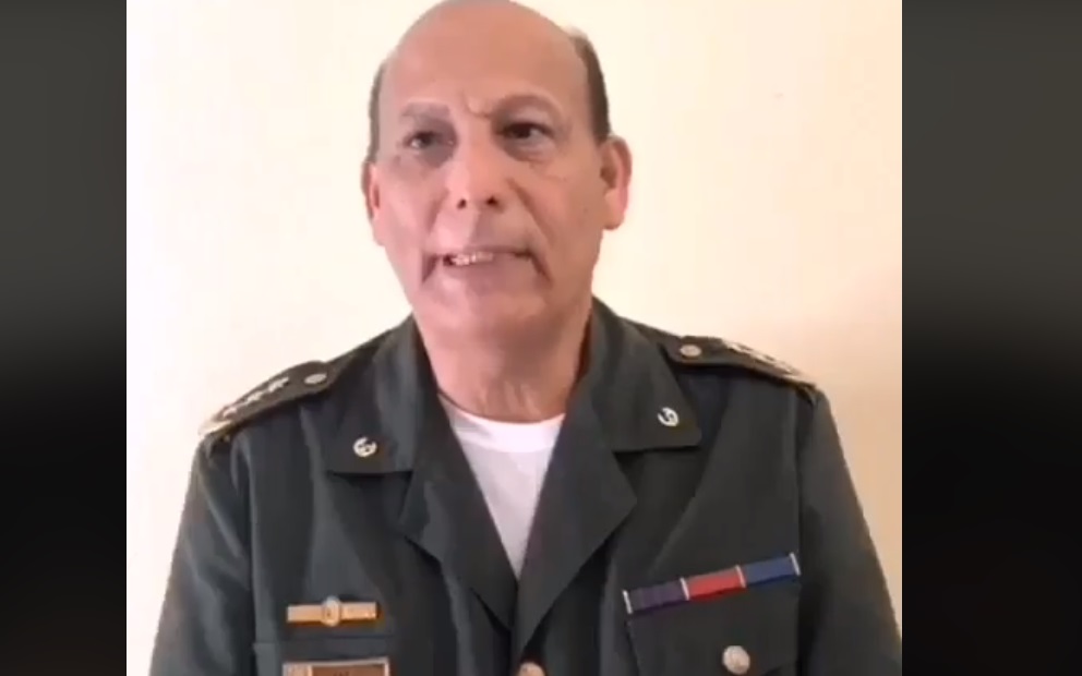Foto: El coronel activo del Ejército venezolano Rubén Paz Jiménez dio un mensaje en redes sociales, febrero 9 de 2019 (Facebook: Thais Nanez)