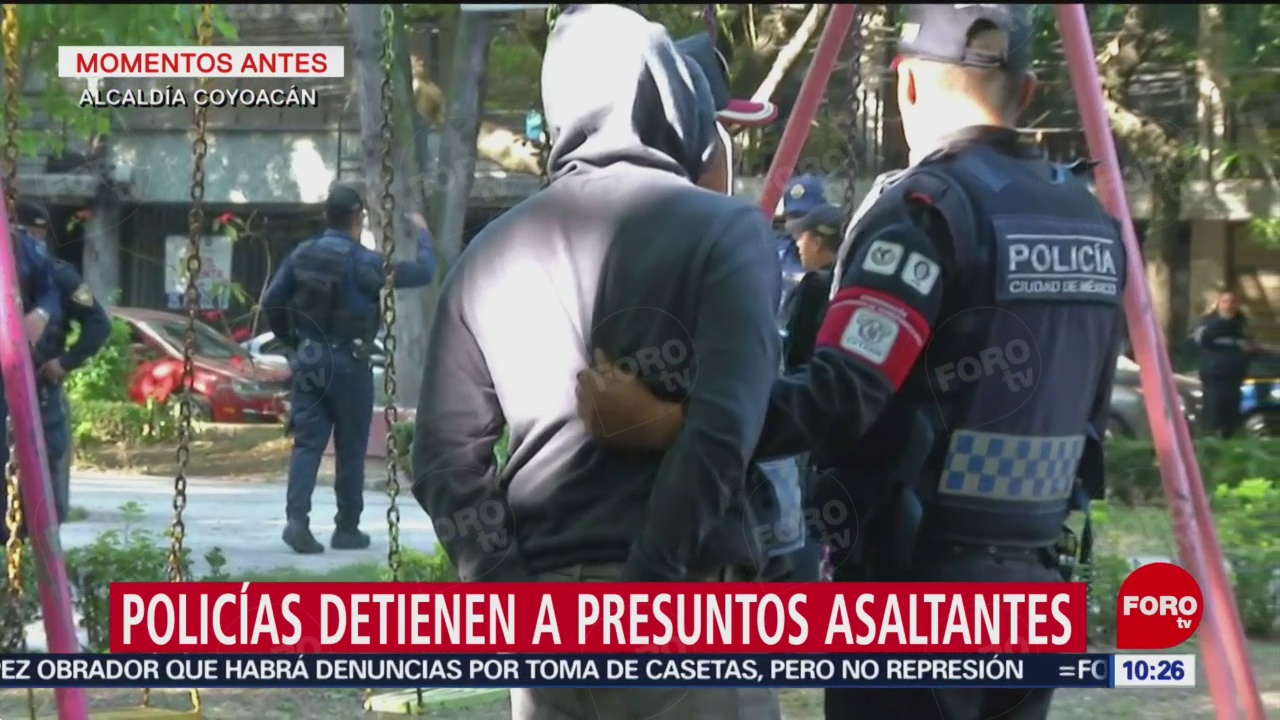Policías detienen a presuntos delincuentes en alcaldía Coyoacán