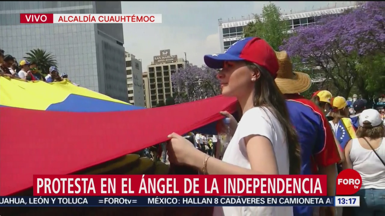 FOTO: Protestan contra Maduro en el Ángel de la Independencia, 23 febrero 2019
