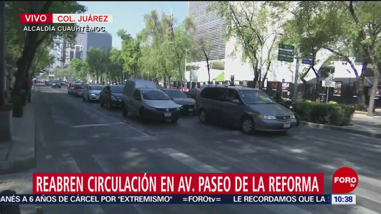 Reabren circulación en paseo de la Reforma tras bloqueo