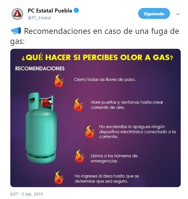 IMAGEN Reportan fuga de gas LP en autopista Puebla-Orizaba 5 febrero 2019