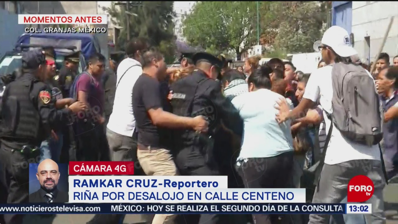 FOTO: Riña por desalojo en la alcaldía Iztacalco, CDMX, 23 febrero 2019