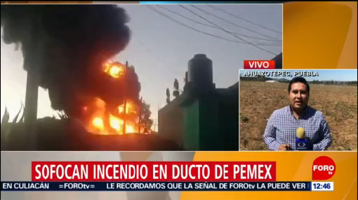 Sofocan incendio en ducto de Pemex en Ahuazotepec, Puebla