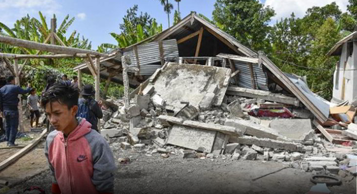 Foto: Terremoto en Indonesia, daños a viviendas, 28 de febrero de 2019, Sumatra, Indonesia
