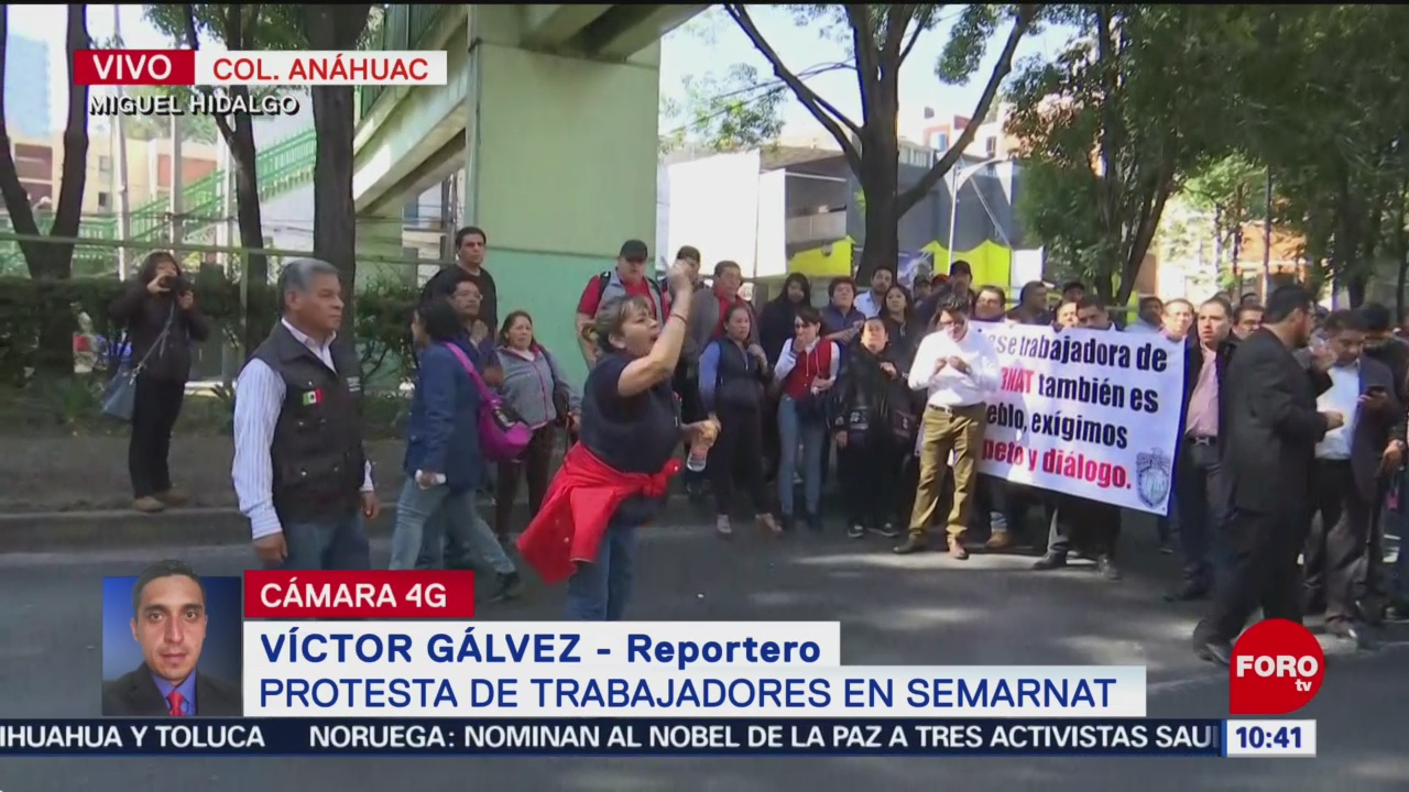 Trabajadores de Semarnat protestan en la alcaldía Miguel Hidalgo
