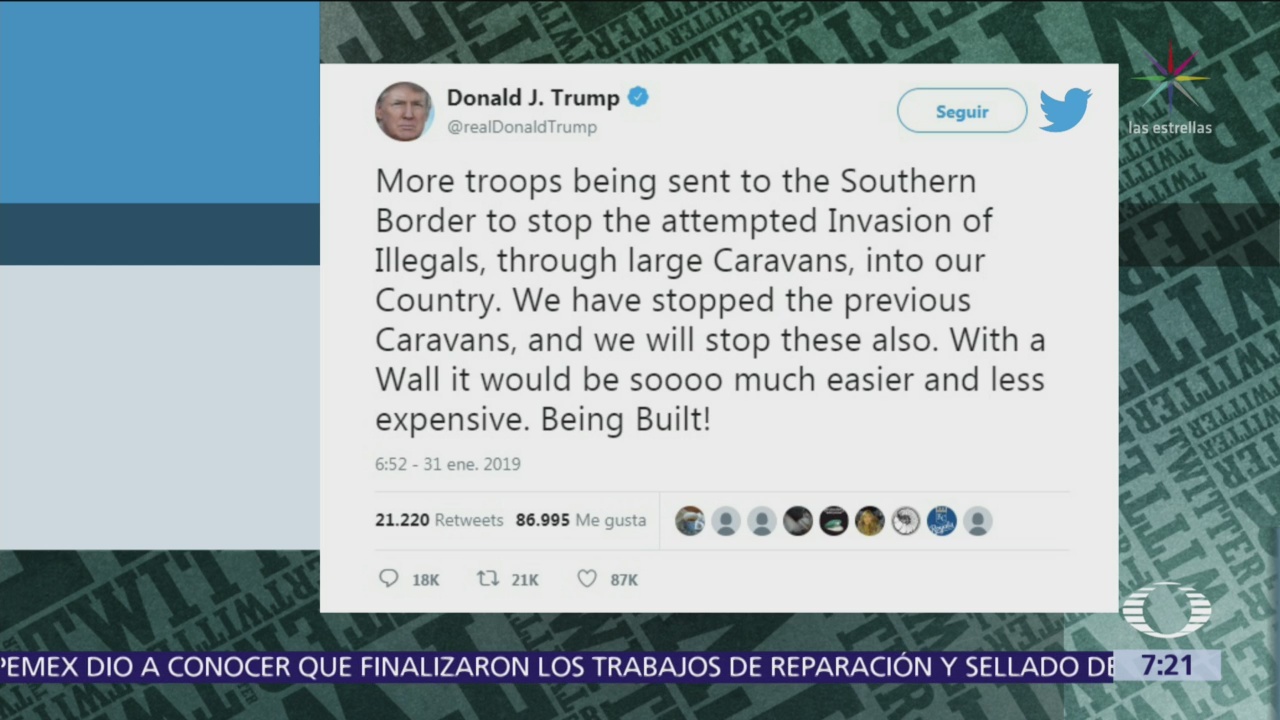 Trump de nuevo insiste en muro