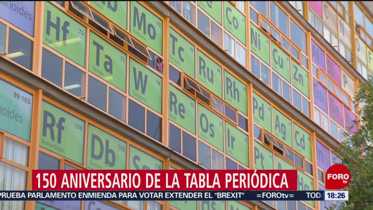 Foto: UNAM instala enorme tabla periódica en cristales de la Facultad de Química