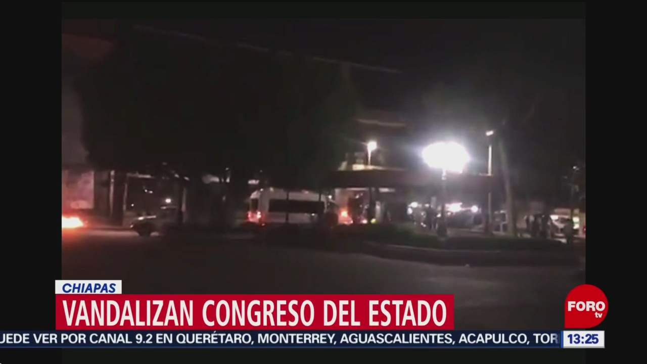 Foto: Vandalizan las instalaciones del Congreso en Chiapas