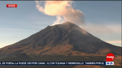 Volcán Popocatépetl registra fumarola este sábado