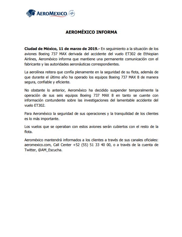 Foto: Aeroméxico suspende operación de aviones 12 marzo 2019