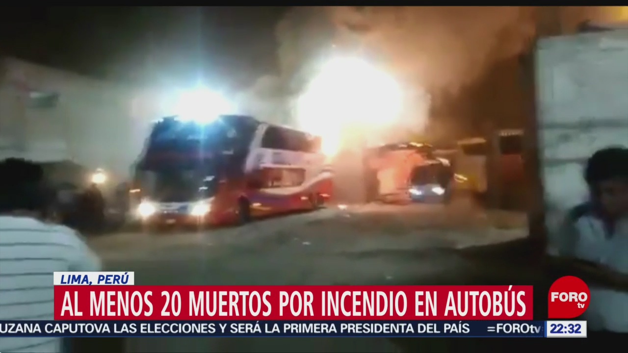 FOTO: Al menos 20 muertos por incendio en autobús en Lima, Perú, 31 Marzo 2019