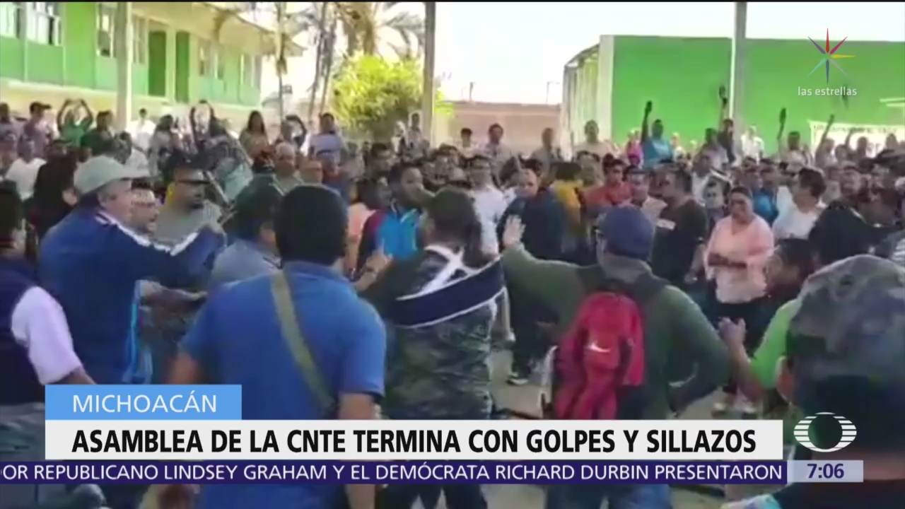 Asamblea de CNTE en Michoacán termina con golpes