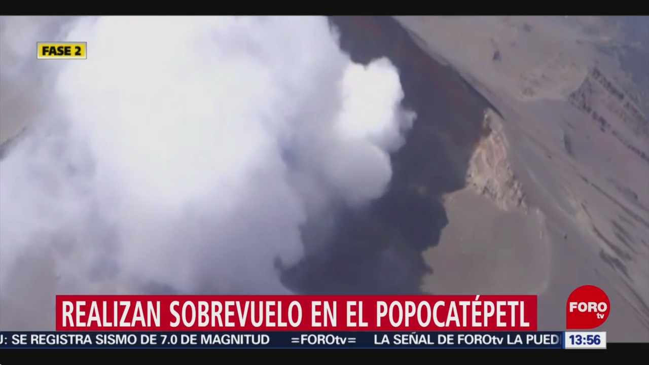 Foto: Autoridades realizan sobrevuelo en el volcán Popocatépetl