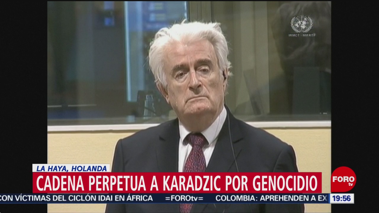 Foto: Cadena Perpetua Karadzic Genocidio Expresidente Serbobosnio 20 de Marzo 2019