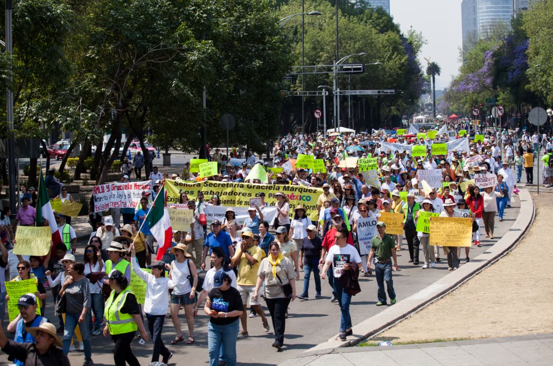 Foto: Los manifestantes caminaron del Ángel de la Independencia al Monumento a la Revolución, el 10 de marzo de 2019 (Cuartoscuro)