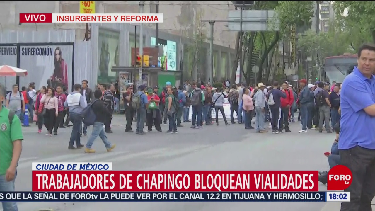 Foto: Continúan cerrado Insurgentes por bloqueo de trabajadores de Chapingo