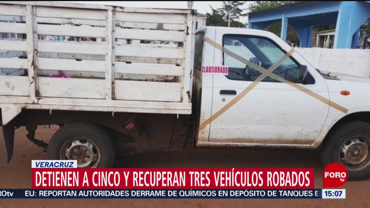 FOTO:Detienen a cinco y recuperan tres vehículos robados en Veracruz, 24 Marzo 2019