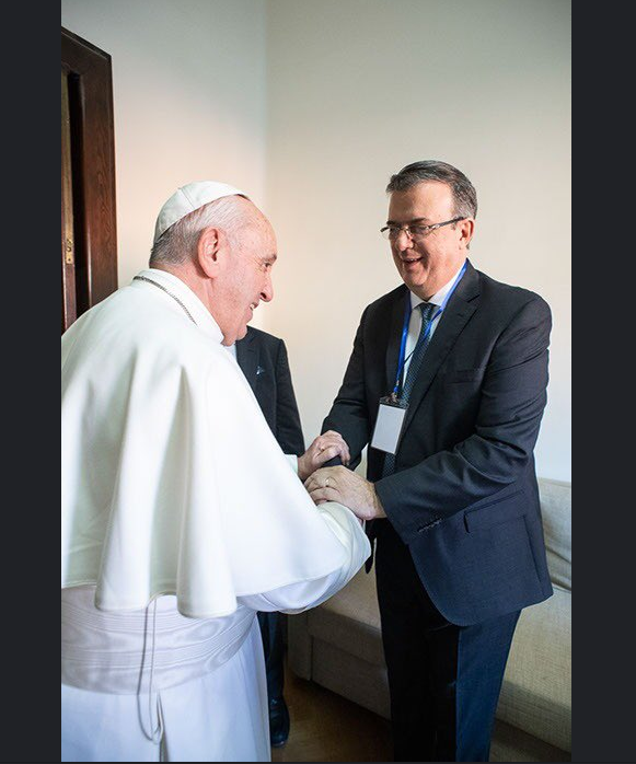 Foto: El papa Francisco y el canciller Marcelo Ebrard, marzo de 2019, Vaticano