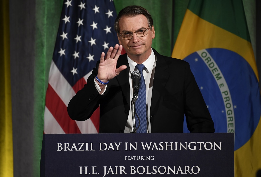 Foto: El presidente de Brasil, Jair Bolsonaro, habla en la Cámara de Comercio de Washington. El 18 de marzo de 2019