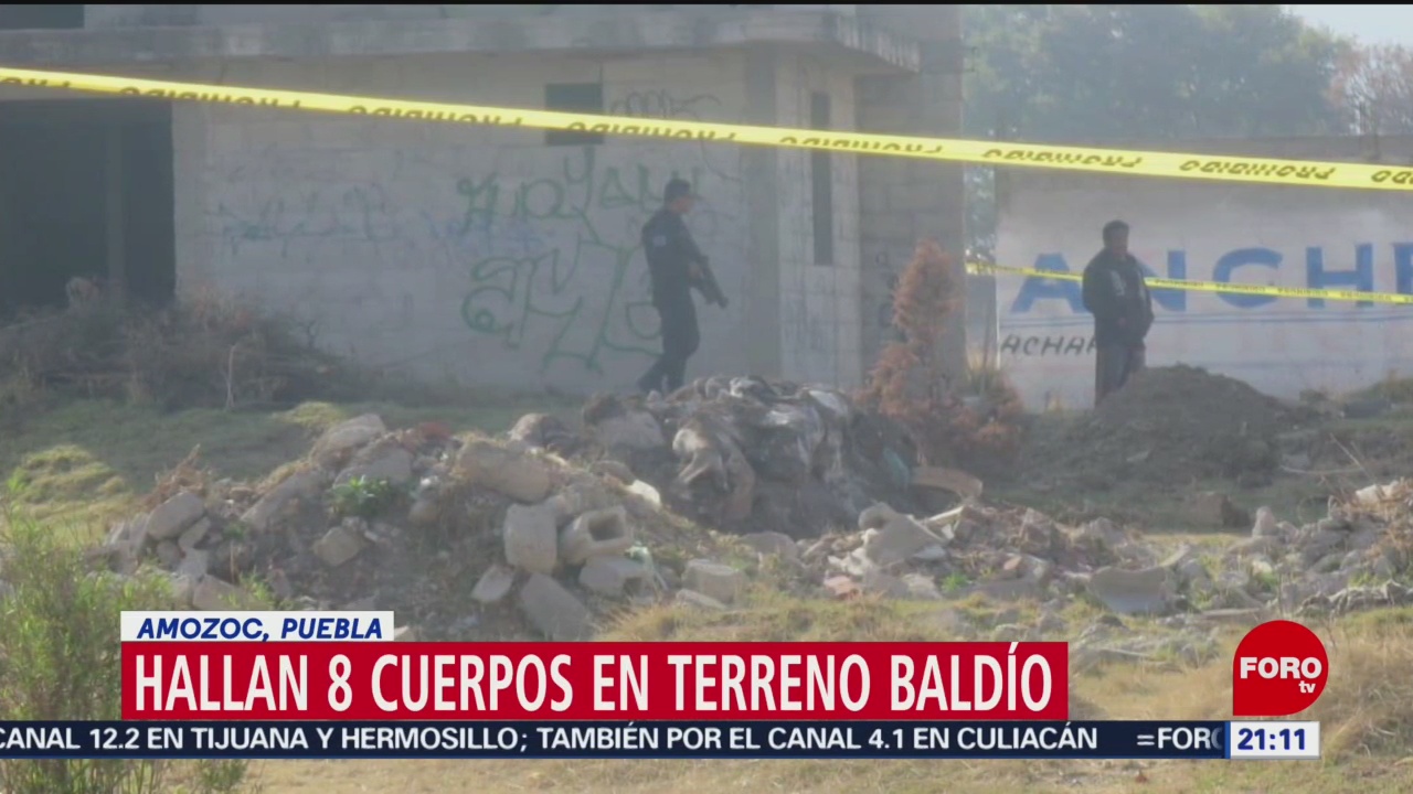 Hallan 8 cuerpos en terreno baldío en Amozoc, Puebla