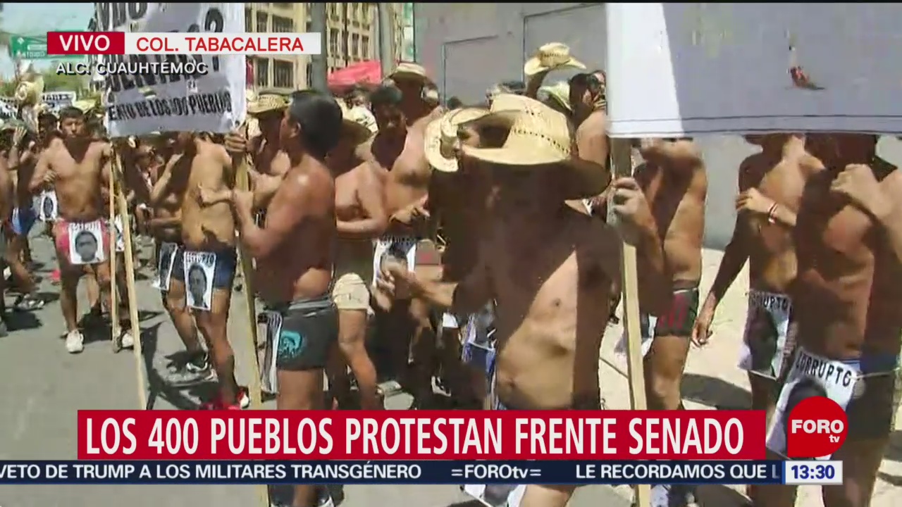 Foto: Integrantes de los 400 Pueblos protestan frente al Senado
